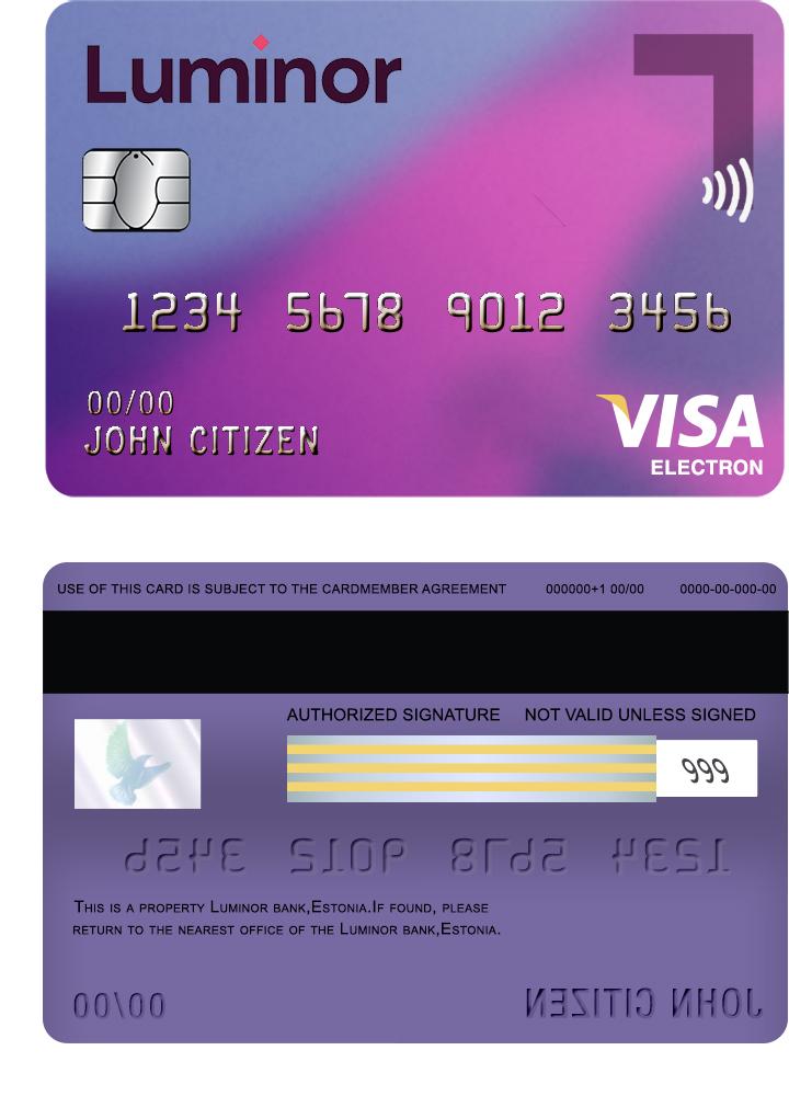 Estonia Luminor Bank visa electron card card